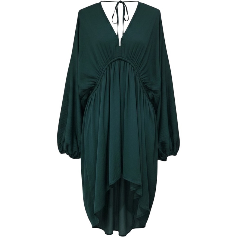 Free People Green Satin Pleated BalloonSleeve V-Neck Mini Dress Mens Size Medium